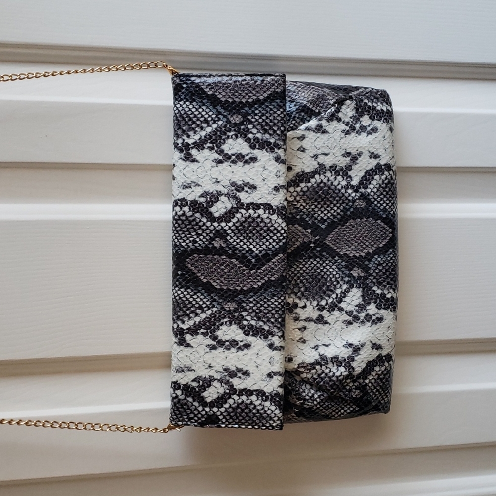 Faux Snakeskin Crossbody Clutch Purse Bag